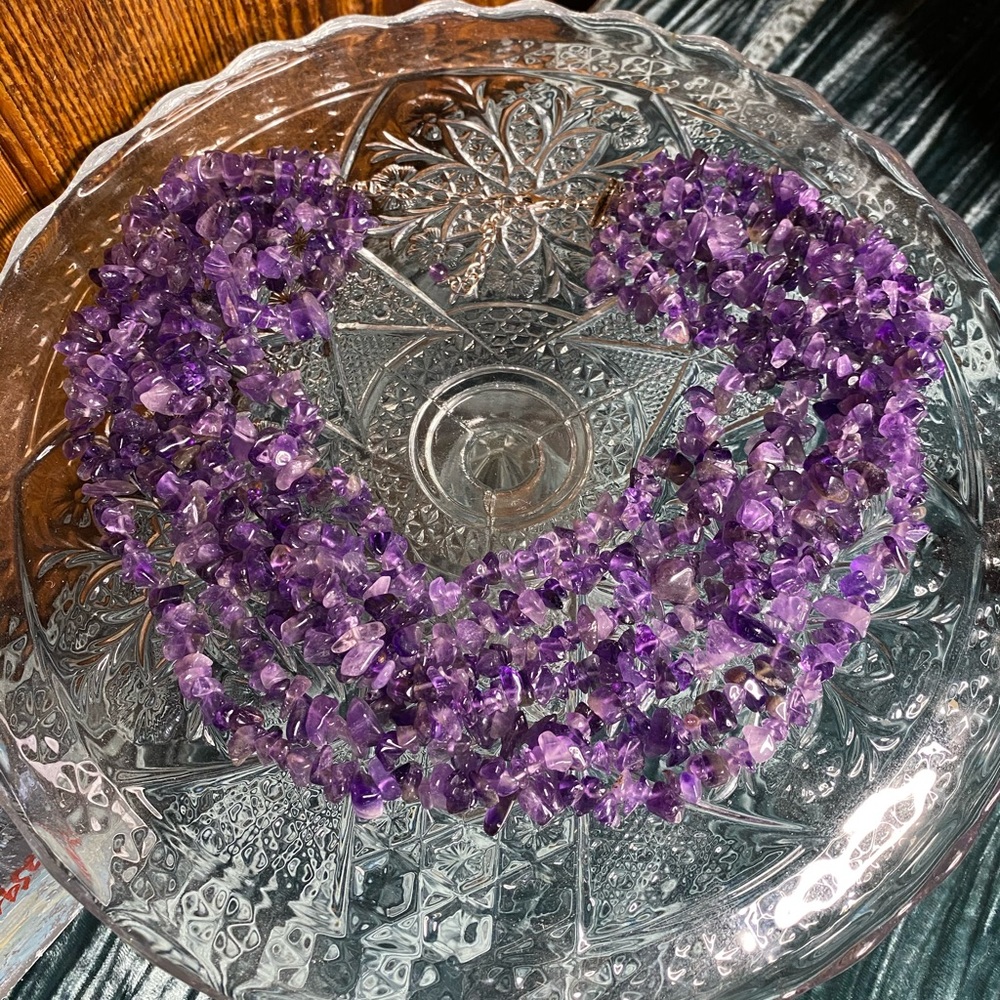 7 Strand Natural Amethyst Necklace